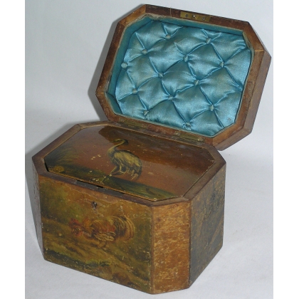 Painted wooden tea box with decorative design by  Moinat SA  - Antiques and home décor
