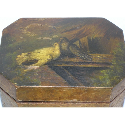 Painted wooden tea box with decorative design by  Moinat SA  - Antiques and home décor