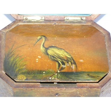 Painted wooden tea box with decorative design by  Moinat SA  - Antiques and home décor