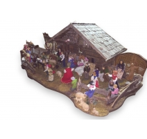 Crèche avec personnages et animaux, en