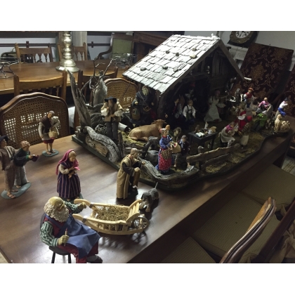 Nativity scene with figures and animals at Moinat SA – Antiques and home décor
