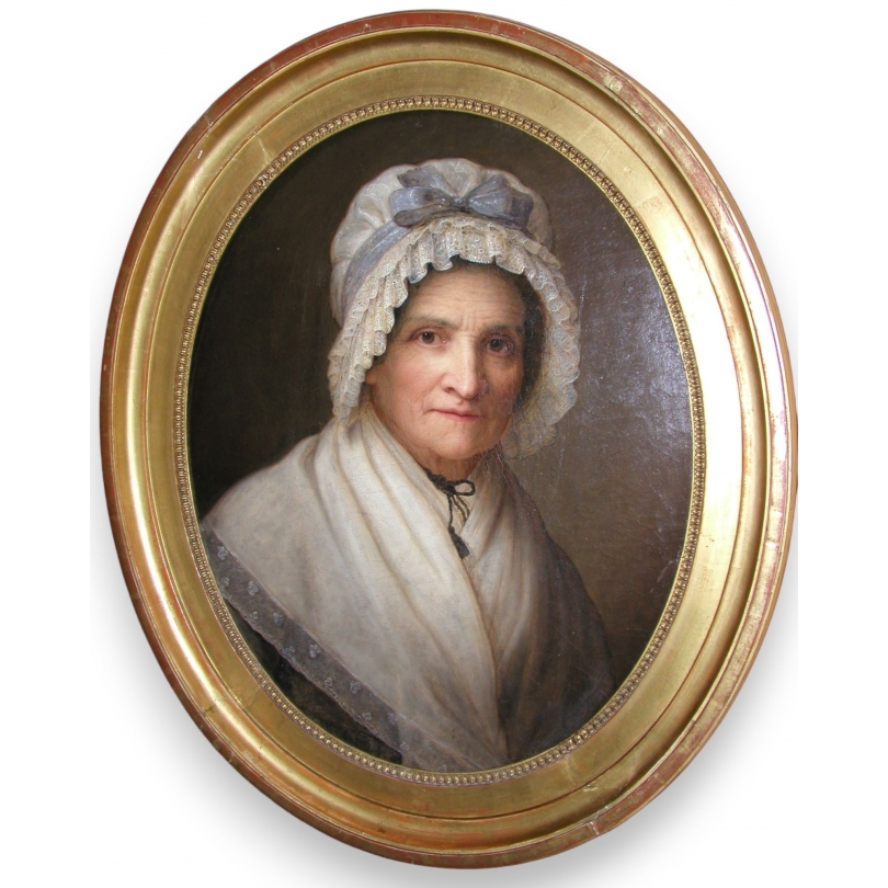 Paintings | Oval painting ‘Woman in a Bonnet’. Moinat SA  – Antiques and home décor