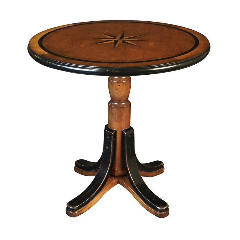 Petite table ronde marquetée "Étoile Marine"