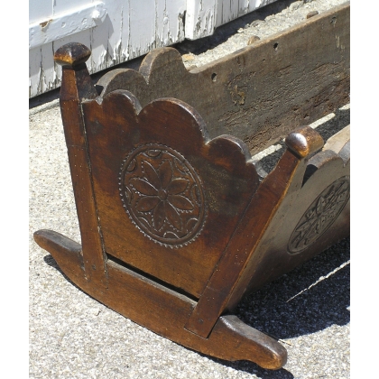 Valais cradle, made of walnut. Featuring designs by  Moinat SA  - Antiques and home décor
