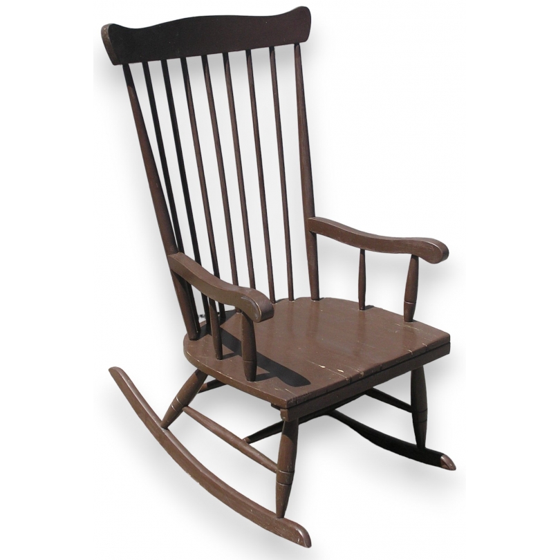 Fauteuil à bascule, en bois peint.