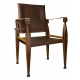 Fauteuil de campagne pliant en cuir brun