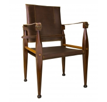 Fauteuil de campagne pliant en cuir brun