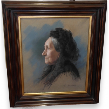 Portrait signé DUMAS  sur Moinat SA  - Antiquités décoration -  Gouaches, Aquarelles, Pastels