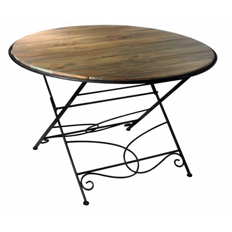  Table ronde pliante "Pergola" en fer forgé sur  Moinat SA  - Antiquités décoration