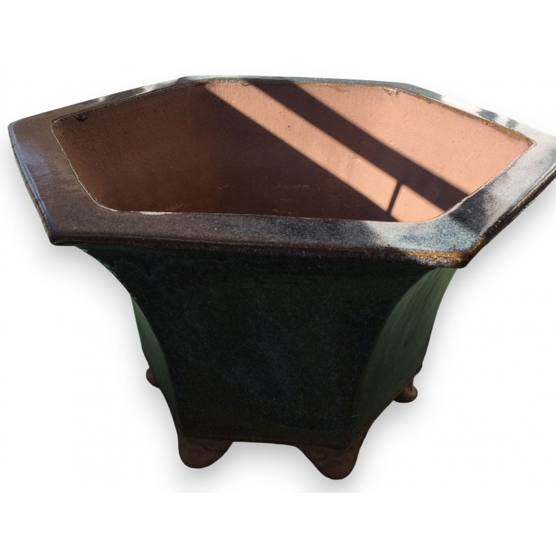 Cache-pot hexagonal en terre cuite