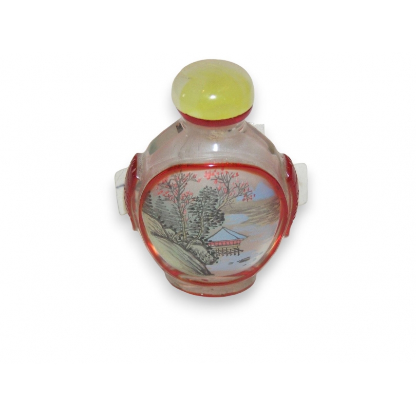 Tabatière chinoise en verre "Femme et