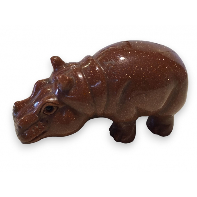 Hippopotame en aventurine brune