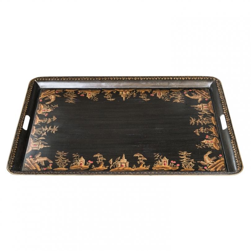 Large decorative sheet metal serving tray by Moinat SA – Antiques and home décor