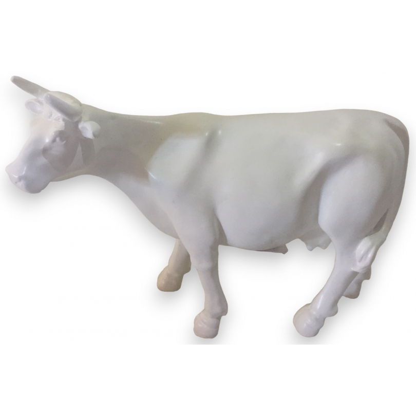 Vache miniature blanche en résine
