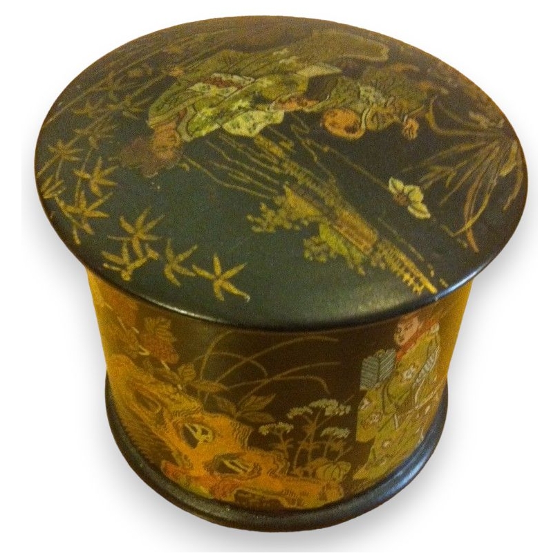 Boîte ronde avec couvercle, en bois