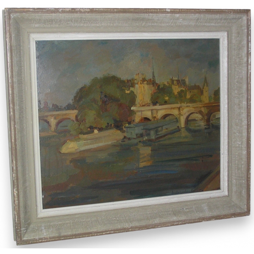 Paintings | Oil painting on cardboard depicting a view of Paris by Moinat SA  - Antiques and home décor