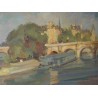 Paintings | Oil painting on cardboard depicting a view of Paris by Moinat SA  - Antiques and home décor