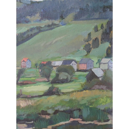 Paintings | Oil on canvas painting "View of Moinat SA" – Antiques and home décor