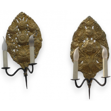  Paire d'appliques à deux lumières, en sur  Moinat SA  - Antiquités décoration