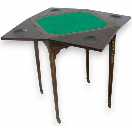 Edwardian style square games table inlaid.