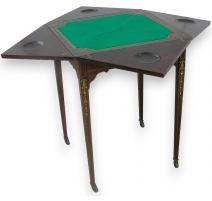 Edwardian style square games table inlaid.