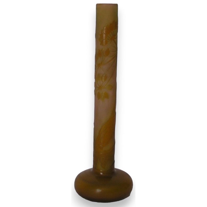  Vase soliflore jaune à fond rose pâle, sur  Moinat SA  - Antiquités décoration