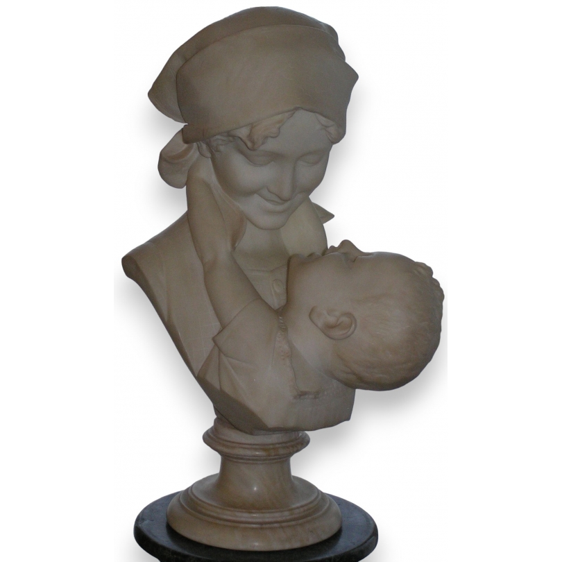  Sculpture "Buste à l'enfant", signée au sur  Moinat SA  - Antiquités décoration
