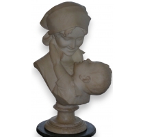 Sculpture "Buste à l'enfant", signée FIASCHI