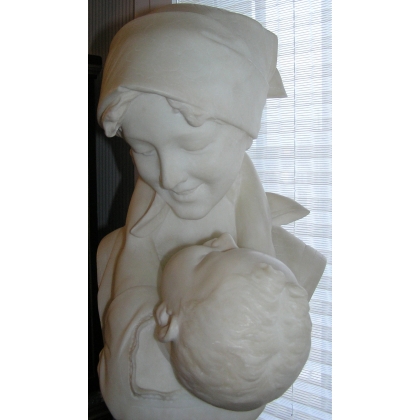  Sculpture "Buste à l'enfant", signée au sur  Moinat SA  - Antiquités décoration