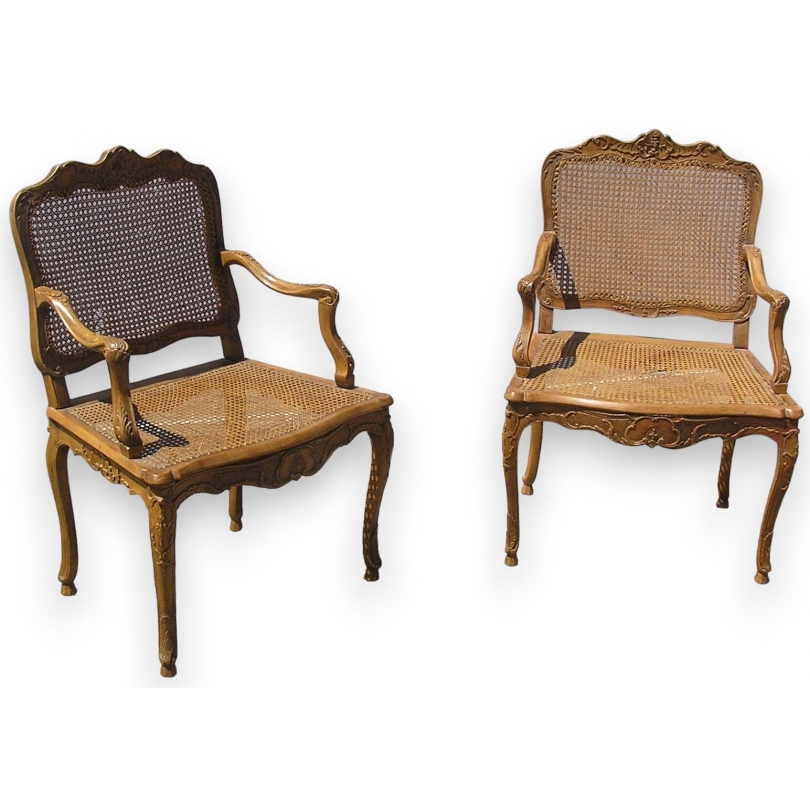 Pair of cane armchairs with cane seats and backs by  Moinat SA  - Antiques and interior design