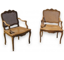 Paire de fauteuils cannés sièges et dos
