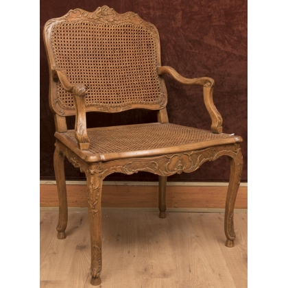 Pair of cane armchairs with cane seats and backs by  Moinat SA  - Antiques and interior design