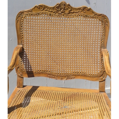 Pair of cane armchairs with cane seats and backs by  Moinat SA  - Antiques and interior design