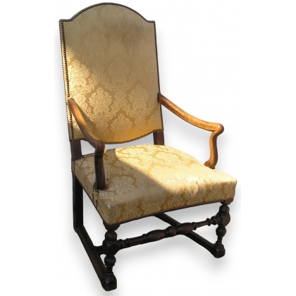 Fauteuil Louis XIII avec entretoise, en