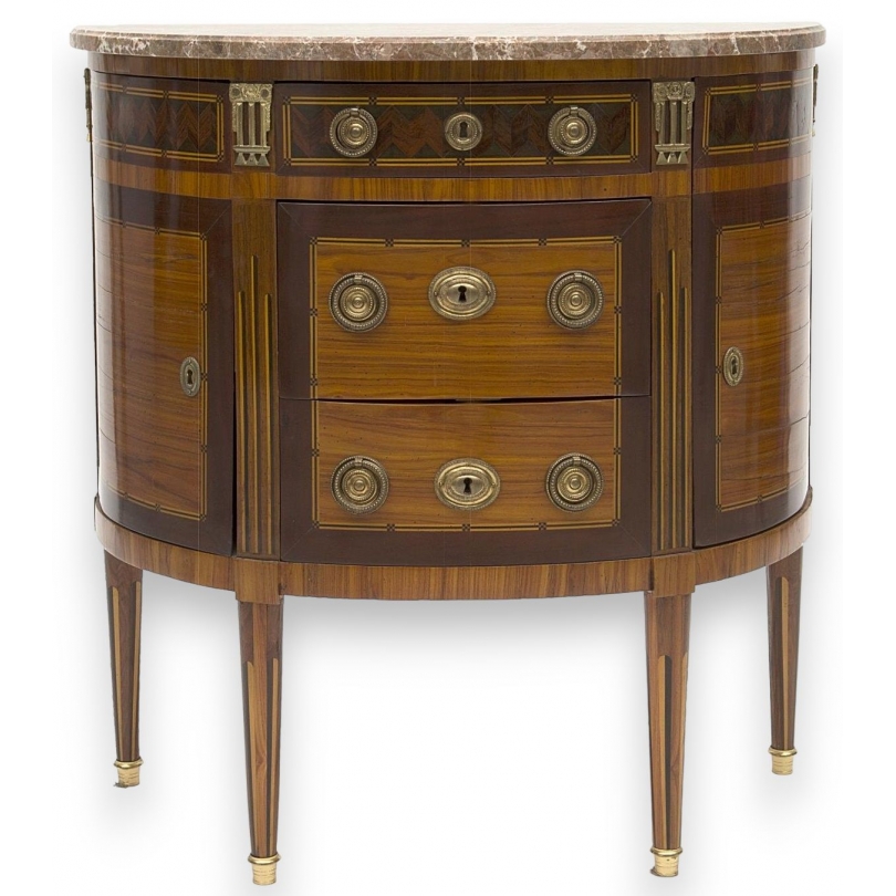  Commode demi-lune de style Louis XVI, sur  Moinat SA  - Antiquités décoration