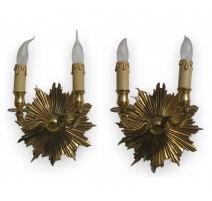 Paire d'appliques "Soleil" à deux lumières