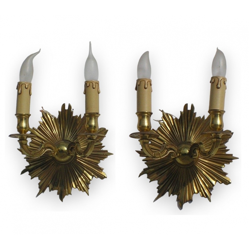 Paire d'appliques "Soleil" à deux lumières