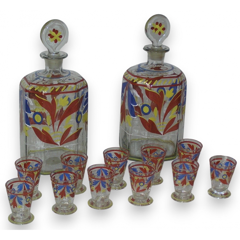 Ensemble de deux carafes et 11 verres