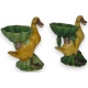 Paire de sculptures "Canards et fleurs