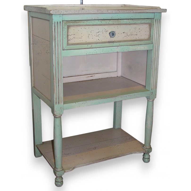 Louis XVI bedside table, in lacquered cherry wood, by  Moinat SA  - Antiques and home décor