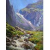 Paintings | Oil on canvas painting ‘Mountain Landscape’ by Moinat SA  – Antiques and home décor