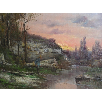 Tableau \"Paysage\" signé J. BAIN