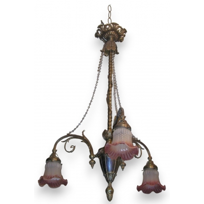 Lustre Napoléon III avec 3 flammes.