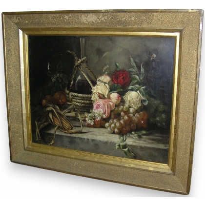 Tableau huile sur toile \"Nature morte,