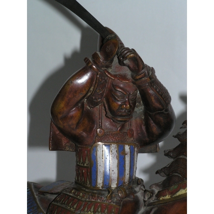 Bronze cloisonné \"Samouraï à cheval\"