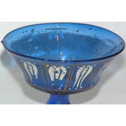 Goblet, made of blue-enamelled blown glass. From  Moinat SA  - Antiques and decorative items