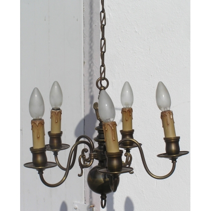 5-light brass chandelier. Available from  Moinat SA  - Antiques and home décor