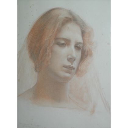 Pastel sur papier "Portrait de femme"  sur Moinat SA  - Antiquités décoration -  Gouaches, Aquarelles, Pastels