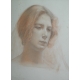 Pastel "Portrait de femme" signé L.P. ROBERT