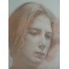 Pastel sur papier "Portrait de femme"  sur Moinat SA  - Antiquités décoration -  Gouaches, Aquarelles, Pastels